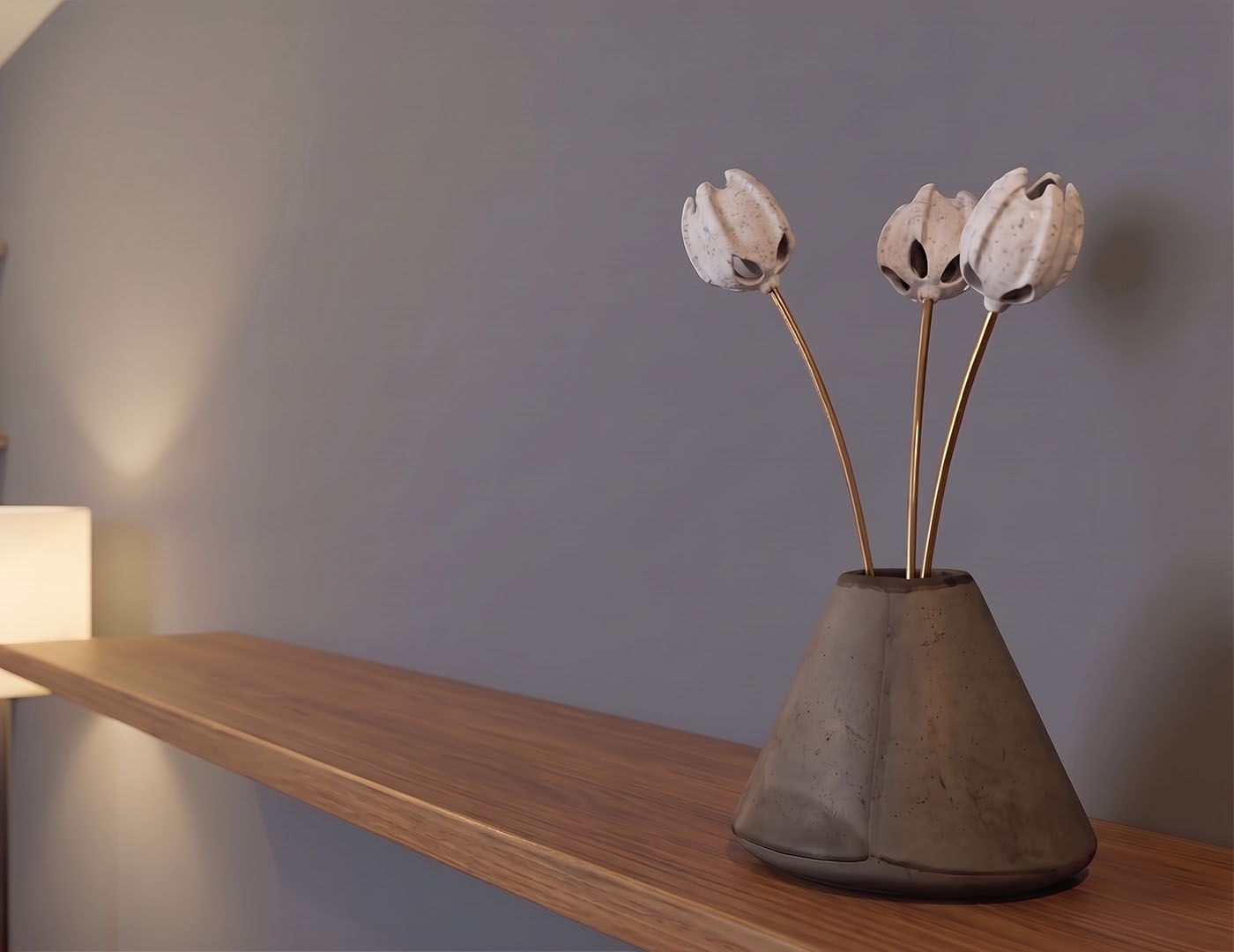 AURA — A kinetic object that introduces organic, random movement into the peripheral field of vision, providing the brain with gentle, quiet stimulation that supports sustained concentration.