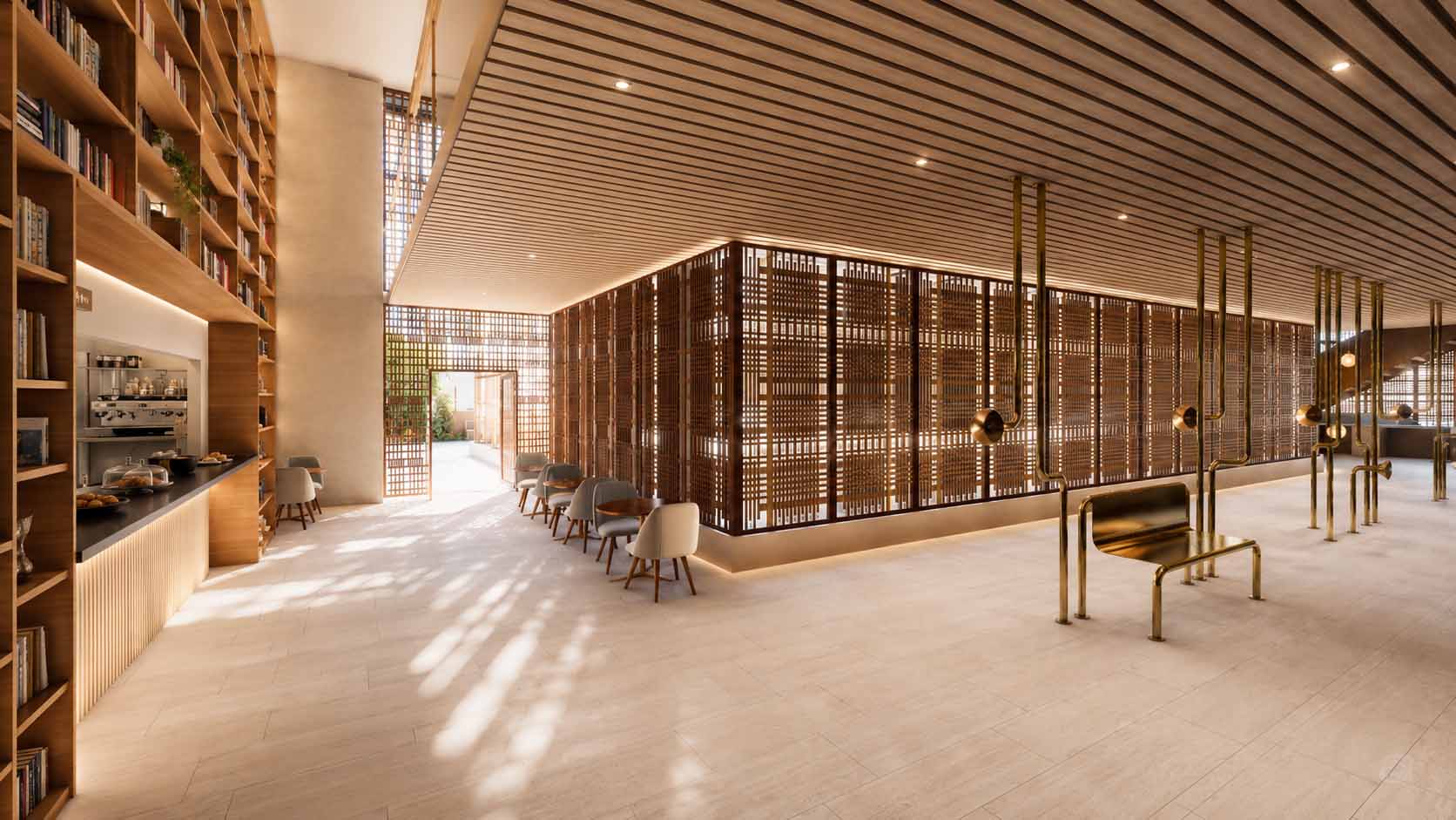 הדמיית חלל טיפול קבוצתי רבשימושי בResonance Center, המיועד לטיפול באמצעות מוזיקה, תנועה ופעילות קבוצתית, וניתן להתאמה באמצעות מחיצות נעות.