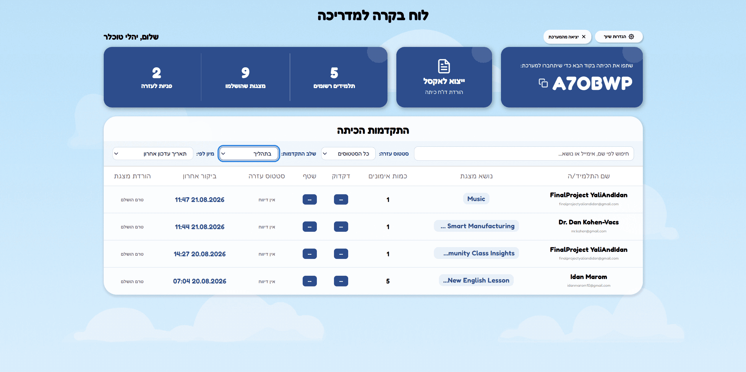דשבורד למורות